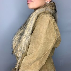Vintage 90/00s Dollhouse Leather Jacket w/Faux Fur